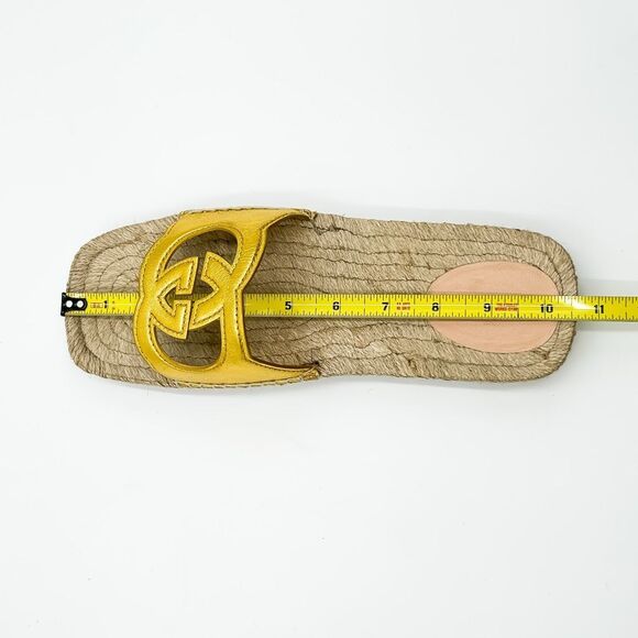 Gucci InterlockingGG Gold Leather Espadrille Sandals Slides Cutout Size 40, US 1 - Picture 13 of 13